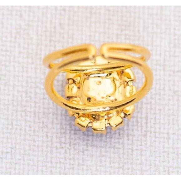 Adjustable 1970 Czechoslovakian Adjustable Rhinestone Ring - Picture 4 of 5